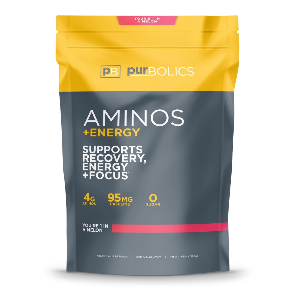 Pubrolics Aminos + Energy Bilans 124; Wspiera odzysk energii & Focus Bilans 124; 95mg kofeiny, 0 Cukier & 60 Służenie (Jesteś 1 w Melon)