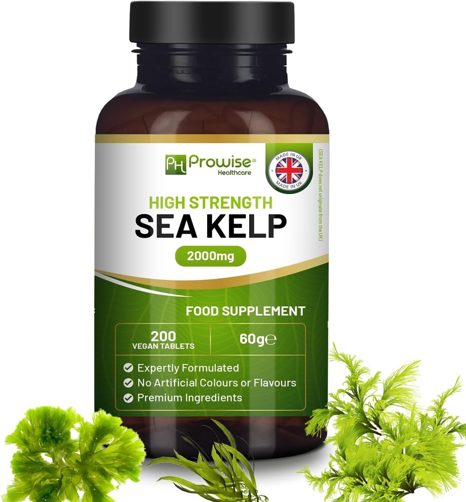 Sea Kelp 2000mg 200 Wegan tabletki 124; Naturalne źródło jodu 124; Składniki Premium 124; Prouly Made in The UK by Prowise