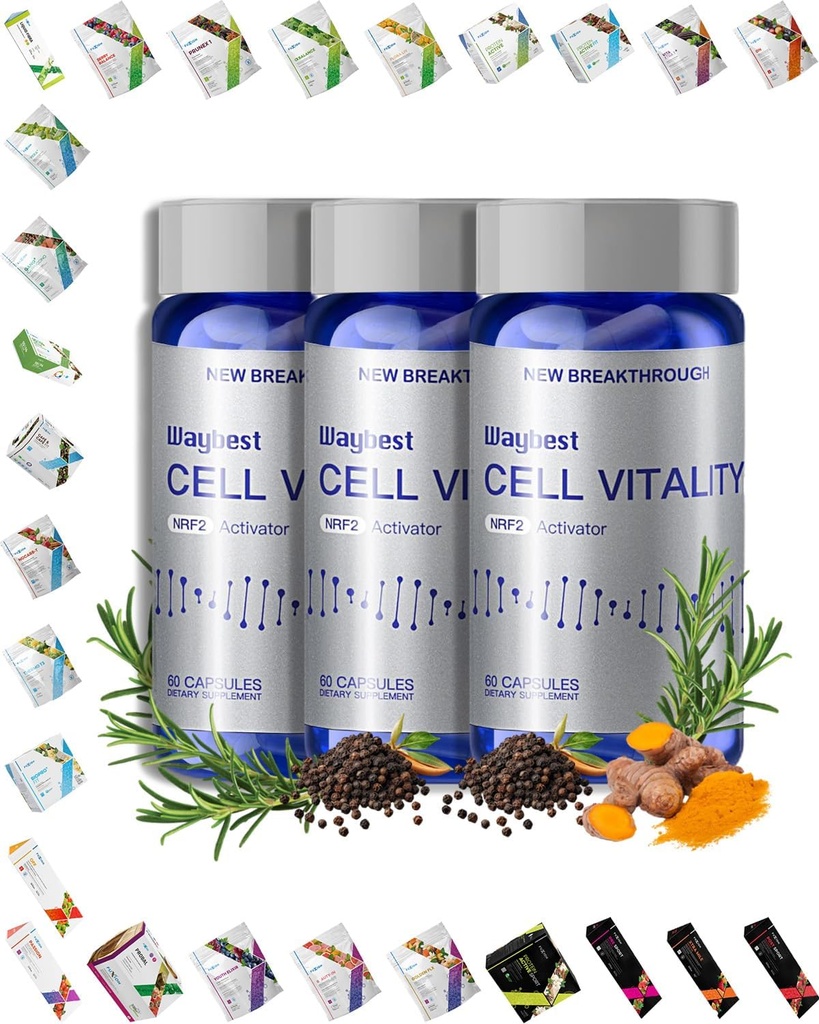 Oxidative Stress Relief Formuła Waybest Cell Vitality NRF2 Activator (180 Kapsułek Vegan), Nutritional Antioksydant Anti-Aging Health Supplements, Mieszanka 5 Natural Herbal Phytonutrients Składniki
