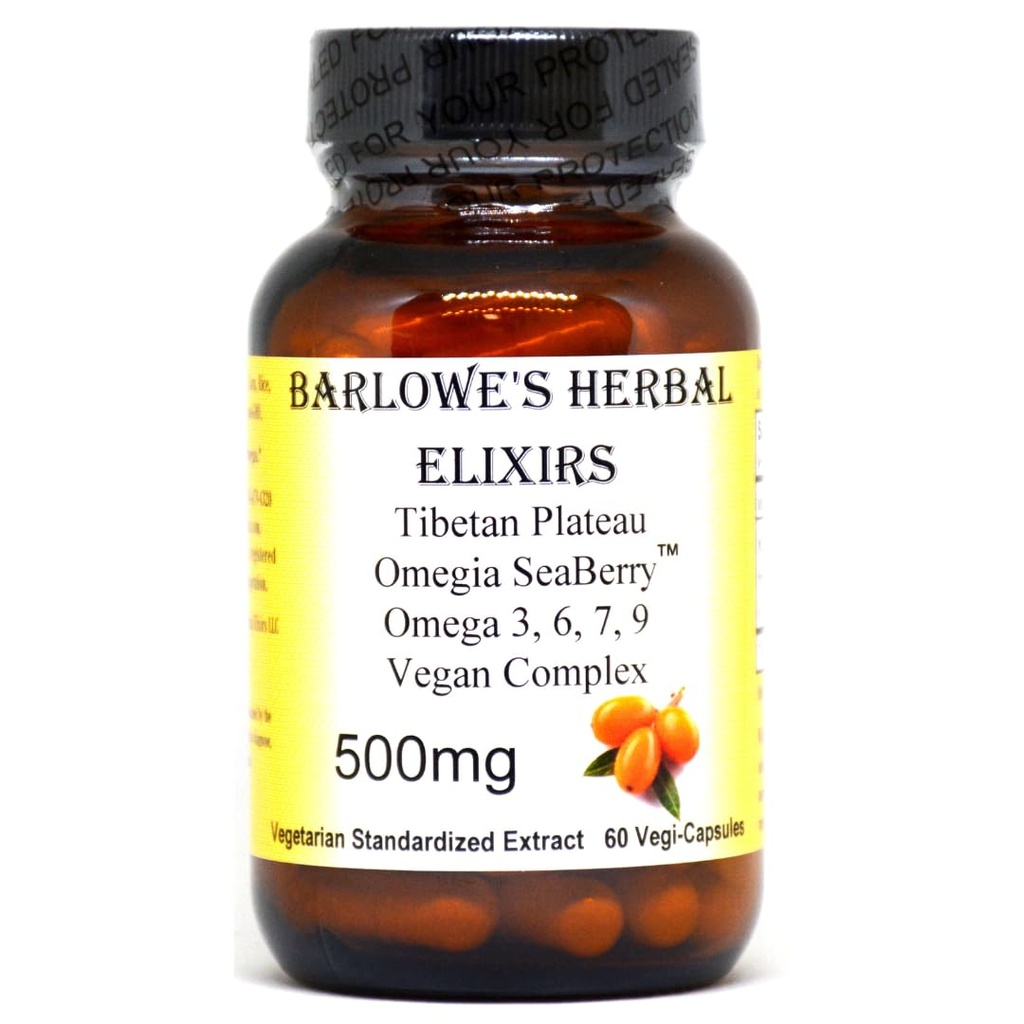 Barlowe eliksiry ziołowe Omegia Seaberry ™ < 124; Sea Buckthorn < 124; Complete Omega 3, 6, 7, 9 Acids fatty > 124; 500mg Per Capsule > 124; 60 Veggie Capsules > 124; Glass Bottle > 124; Stearate Free