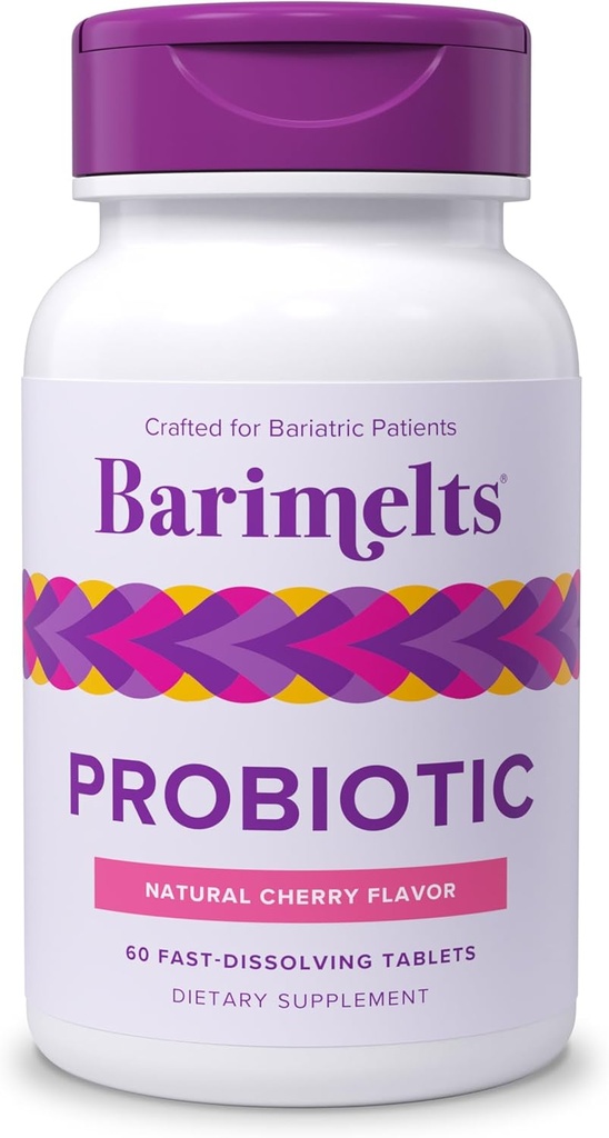 Barimelts Probiotic, 5 Miliard CFU - 60 Fast- Rozpuszczanie tabletek (2- Supply Month Supply) - Probiotyki bez cukru dla kobiet, Wsparcie Gut Health po operacji barierowej, Natural Cherry Flavor