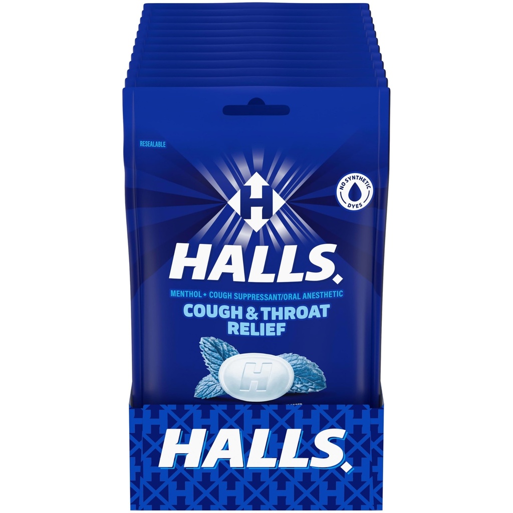 HALLS Kaszel i ból gardła Ulga Mentho- Lyptus Kaszel Krople, 12 Torby 30 (360 Razem Krople)