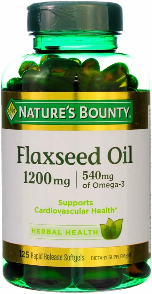 Nature 's Bounty Flaxseed Oil 1200 mg, 125 Softgels szybkiego uwalniania (Opakowanie po 3)