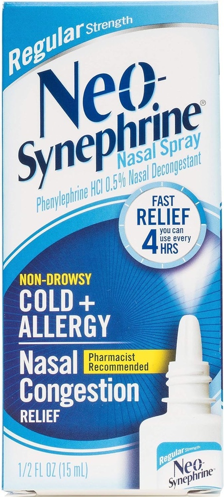 Neo- Syneprine Nasal Decongestant Spray Siła regularna 0,50 oz (opakowanie po 3)