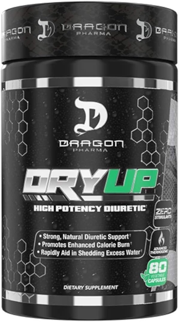 DRAGON PHARMA Suszarka, Wysoka potencja Diuretic & Termogenic Matrix, Elastyczne stosowanie, Wolna Stymizacja Suplement, Idealny do przygotowania do konkurencji lub Photoshoes (80 Kapsułki)