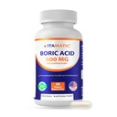 Vitamatic Boric Acid Vaginal Capsule Shell Supposaries 600 mg USP Stopień kwasu borowego w Vegetarian Capsule Shell - 60 Count