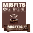 Misfits Wegan Protein Bars, Dark Chocolate Brownie - Oryginalny przepis 124; Gluten Free, Plant Based, Niski cukier & Carb, Wysokie przekąski Fiber 124; Opakowanie 12
