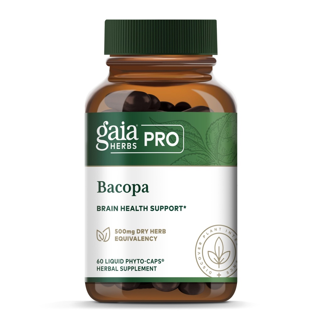 GAIA HERBS PRO Bacopa - Brain Health & Nootropic Support - 60 Liquid Phyto- Caps (30 Servings)