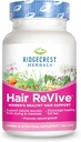 RidgeCrest Herbals Hair Revive, Nutritional Hair Supplement with Witamina C, Biotin (6000mcg), Cynk, i miedzi, Witaminy włosów dla kobiet do wspierania zdrowych włosów, skóry i paznokci (120 Czapki, 30 Słupki)