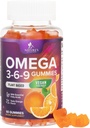 Omega 3 6 9 Gummies - Wegan Omega 3 Suplement Gummy - Esencjalny tłuszcz Acids Oil 369 Complex Heart Support & Brain Support for Wolny od GMO, Pomarańczowy - 60 Gummies
