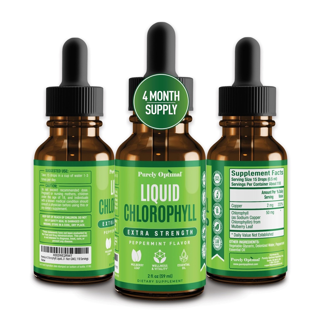 Premia Chlorofil płynne krople - 100% Natural & gluten wolny ciecz Chlorofil - Nie GMO, 118 Służenie