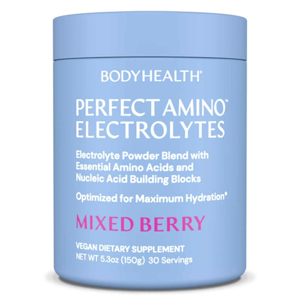 BodyHealth PerfectAmino Electrolytes Powder No Sugar, Keto Sugar Free Post Electrolytes Drink Mix, Hydration Powder with Trace Minerals - Mieszane Berry - 30 Słupki