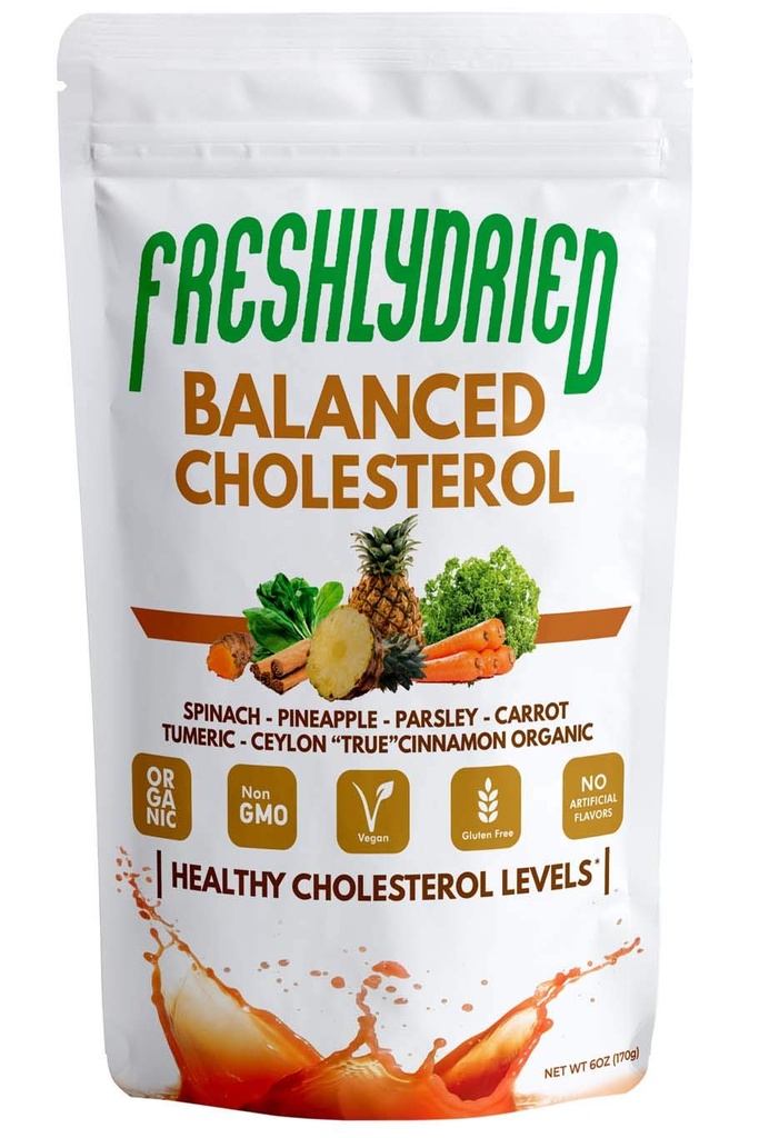 Świeże Suszone Balanced Cholesterol Proszek - Wspiera Zdrowe Cholesterol Poziomy - w / Tumeryk, Ceylon Prawdziwy Cynamon, Szpinak, Pietruszka, Ananas - Wegan- Przyjazne 17 Słupki - 6 Ounces