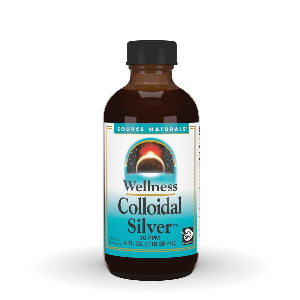 Źródło Naturals Wellness Colloidal Silver 30 ppm, Wspiera fizyczne dobre samopoczucie * - 4 Fluid oz
