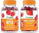 Żywa witamina B12 + korzeń buraków, Gummies Bundle - Great Desting, Suplement witaminy, Gluten wolny, GMO wolny, Chewable