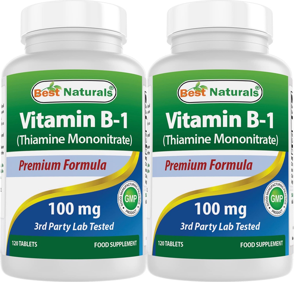 Najlepsi naturalni Witamina B1 jako Mononitrat tiaminy 100 mg 120 tabletek (120 liczenie (opakowanie po 2))