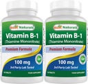 Najlepsi naturalni Witamina B1 jako Mononitrat tiaminy 100 mg 120 tabletek (120 liczenie (opakowanie po 2))