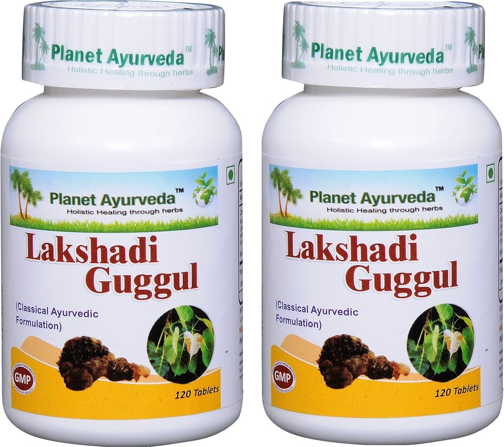 Planeta Ayurvda Lakshadi Guggul - Herbal Tablets, 100% Natural - 2 butelki (Każda butelka zawiera 120 tabletek)