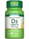 Nature 's Truth Witamina D3 5000 IU Softgels 124; 130 Hrabia 124; Wysoka potencja 124; Non-GMO & Gluten