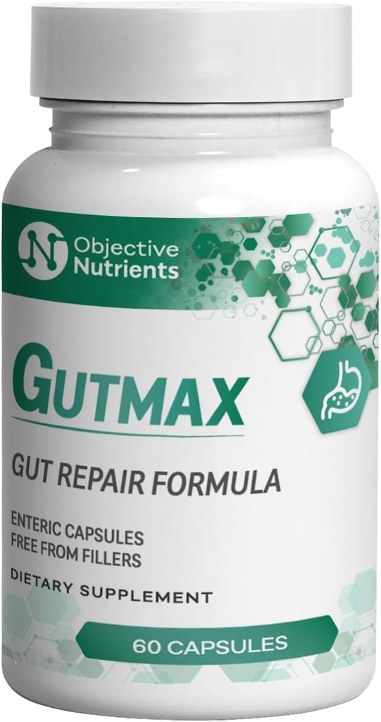 Gutmax Gut Repair Formuła z Lactoferrin i Butyrate, Kapsułki enterologiczne, Nie Fillery lub Flow Agents, 60 Count