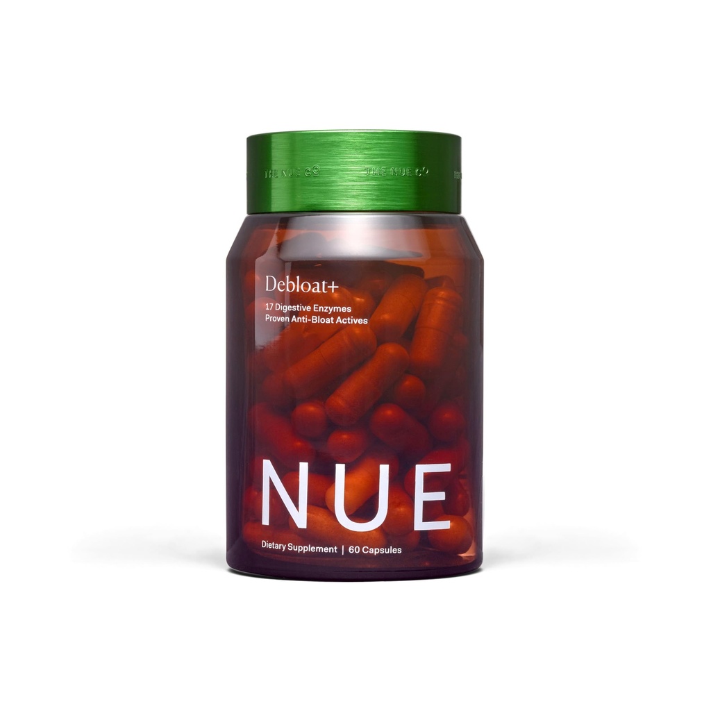 The Nue Co. DEBLOAT + Suplement, wzdęcia, łagodzi ból brzucha i gazu, Wspomaganie odporności, Poprawia zdrowie Gut, Wegan, Gluten Free, 60 Kapsułki