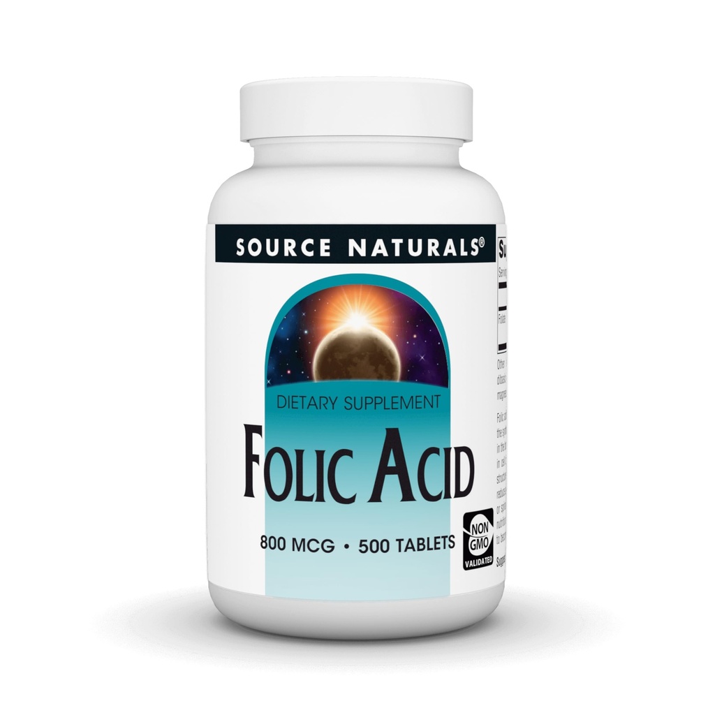 Źródło Naturals Kwas foliowy 800 µg Suplement diety - 500 tabletek