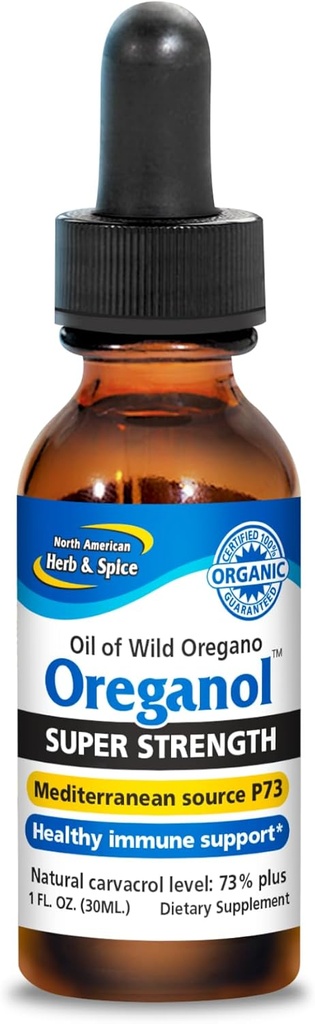 PÓŁNOCNY AMERYKAN HERB & SPICE Super Siła Oreganol - 1 fl. oz. - Nieprzetworzony, Dziki, Organiczny Olej Oregano - Śródziemnomorskie Źródło P73 - Non-GMO - 432 Sługi
