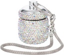 AB Diamond Small Pill Organizer Medication Lock Pudełko Cute Pill Case for Purse Jewelry Ring Holder z Keychain Medicine Storage dla suplementu witaminy