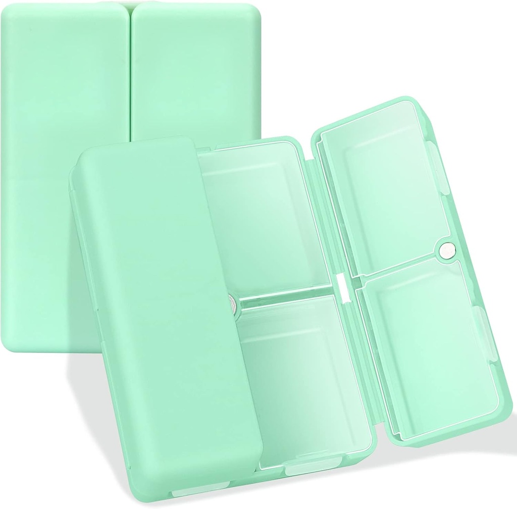 FYY Daily Pill Organizator, 7 Komory Przenośne Pill Case Travel Organizer, [Folding Design] Pill Box for Purse Pocket to Hold Vitamins, Cod Liver Oil, Suplementy i Medykacja- Zielony
