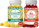 Lunakai Witamina D3 i Witamina B12 Gummies Bundle - Odporność, kości i nastrojów Wsparcie VIT D3 2000IU Suplement - 3000mcg Methylcobalamin Wysoka energia absorpcyjna Gummy - 30 Days Supply