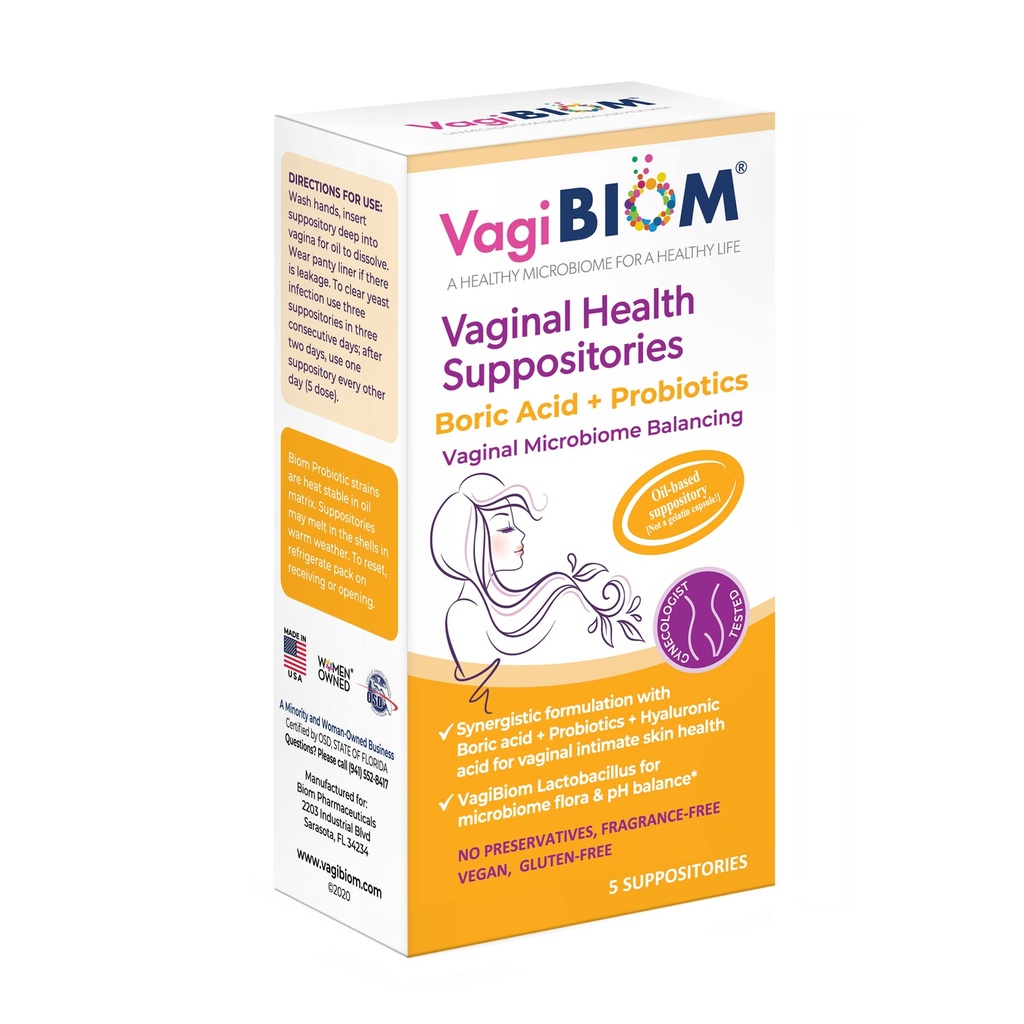 WagiBiom Podpory kwasu borowego z Lactobacillus: Microbiome Flora Balance; Balance and Nourishes Healthy Flora; Paraben- Free Preservative- Free (5 liczenie)