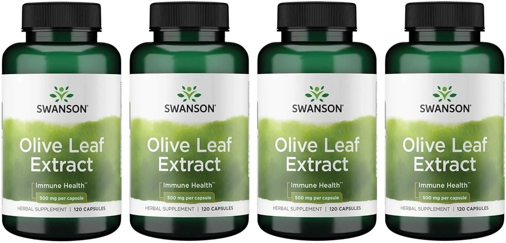 Swanson Olive Leaf Extract kapsułki z 20% oleuropeiną - (120 kapsułek, 500 mg każda) 4 butelki