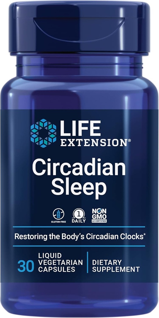 Life Extension Circadian Sleep, nobiletin Citrus Extract, Sleep Support, Sleep Health, Przywracanie cyklu usypiania ciała - Wake Cycle, 1,5 mg melatoniny, Gluten Free, Non-GMO, Wegetarianin, 30 Kapsułki płynne