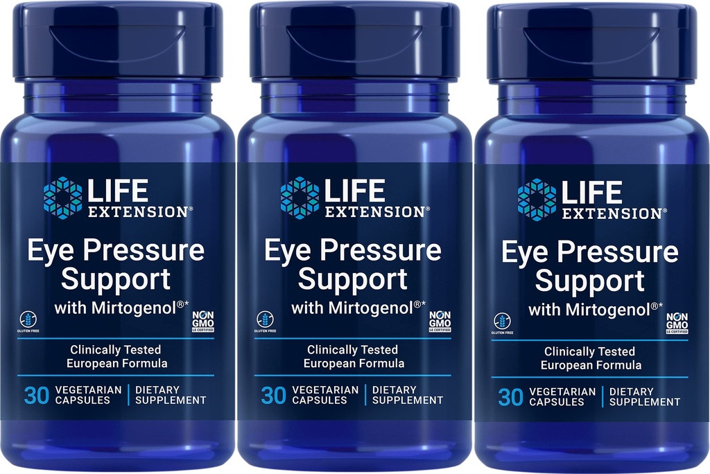 Wydłużenie życia Support Eye Pressure with Mirtogenol, Vcaps 30 Count (Pack of 3)