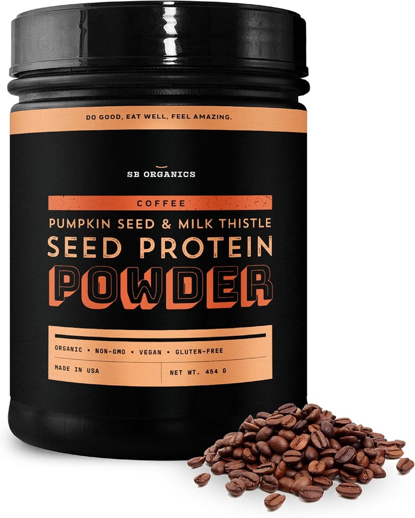 Sun Bay Organics Pumpkin and Milk Thistle Seed Vegan Protein Powder - 1lb Punister - Kawa roślina na bazie białka w proszku Shake Mix - 13g mieszanki protein - Soi, mleczarnia, cukier i gluten Free