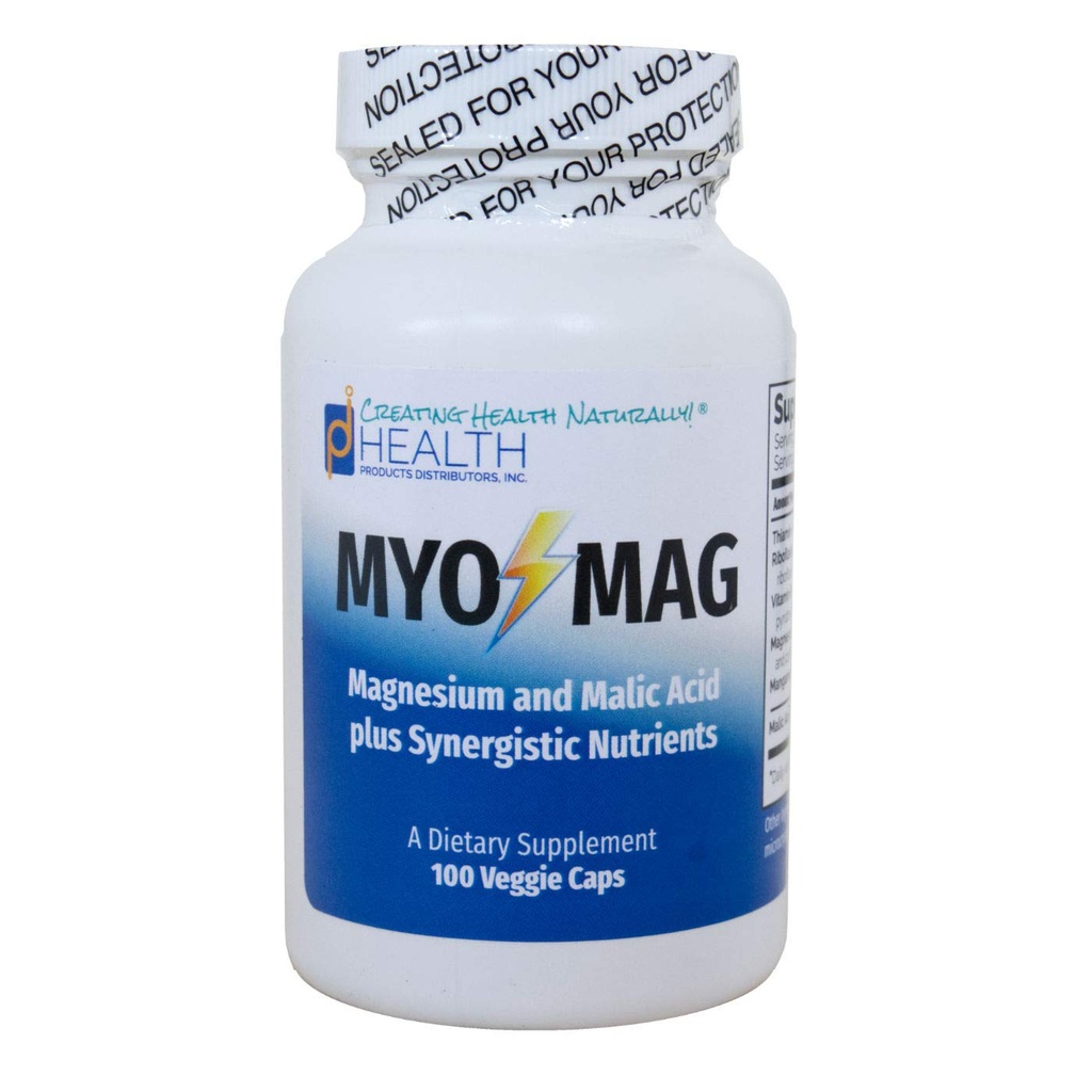 Myo- MAG - Magnezu Enhancer (100 kapsli) - Synergistic Magnezu and Malic Acid Formula with Coenzym B Vitamin (B1, B2, B6) - Wspiera wytwarzanie energii, metabolizm, mięśnie, Enzym Systems