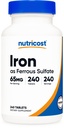 Nutricost Żelazo (jako siarczan żelaza) 65mg, 240 Tablets - Non-GMO, Gluten Free