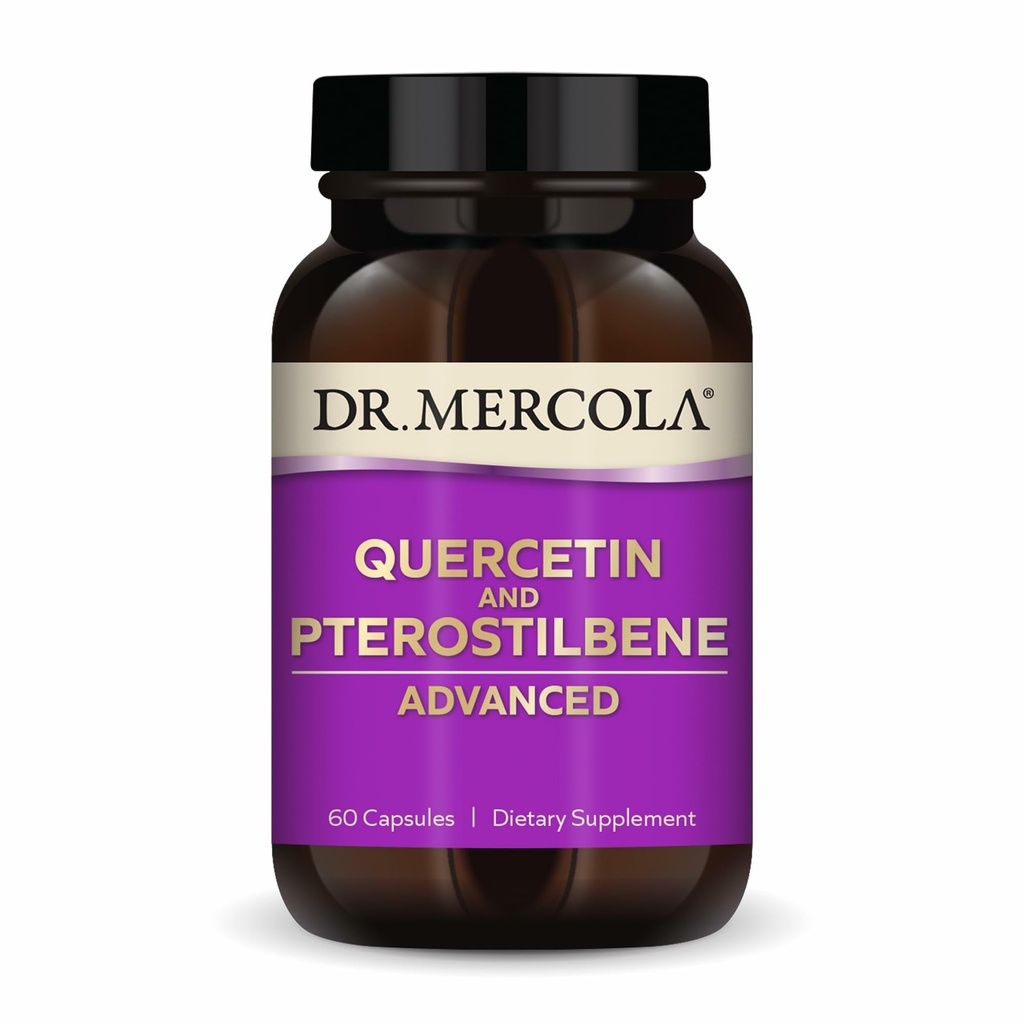 Dr Mercola Quercetin & Pterostilbene Advanced - Popiera zdrowie oddechowe i immunologiczne - 500 mg Quercetin - Formuła wysokiej dostępności - Nie-GMO, Gluten- Free & Soy Free - 60 Kapsułki (30 Servings)