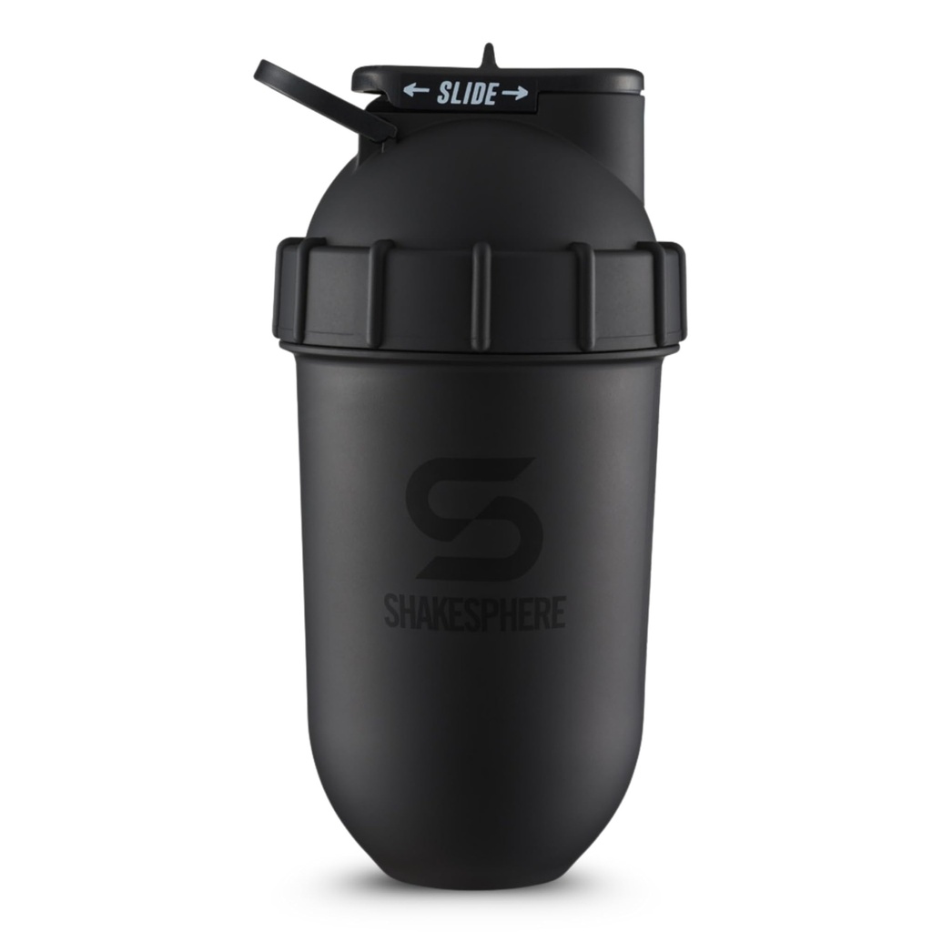 Butelka shaker shaker shaker shaker - 24oz Leak Proof Protein Butelka shaker do wstępnego treningu, Smoothie i proszkowe mieszanki napojów, No- Blade Mixer do siłowni, BPA- Free, Easy Clean & Easy to Carry (matte Black)