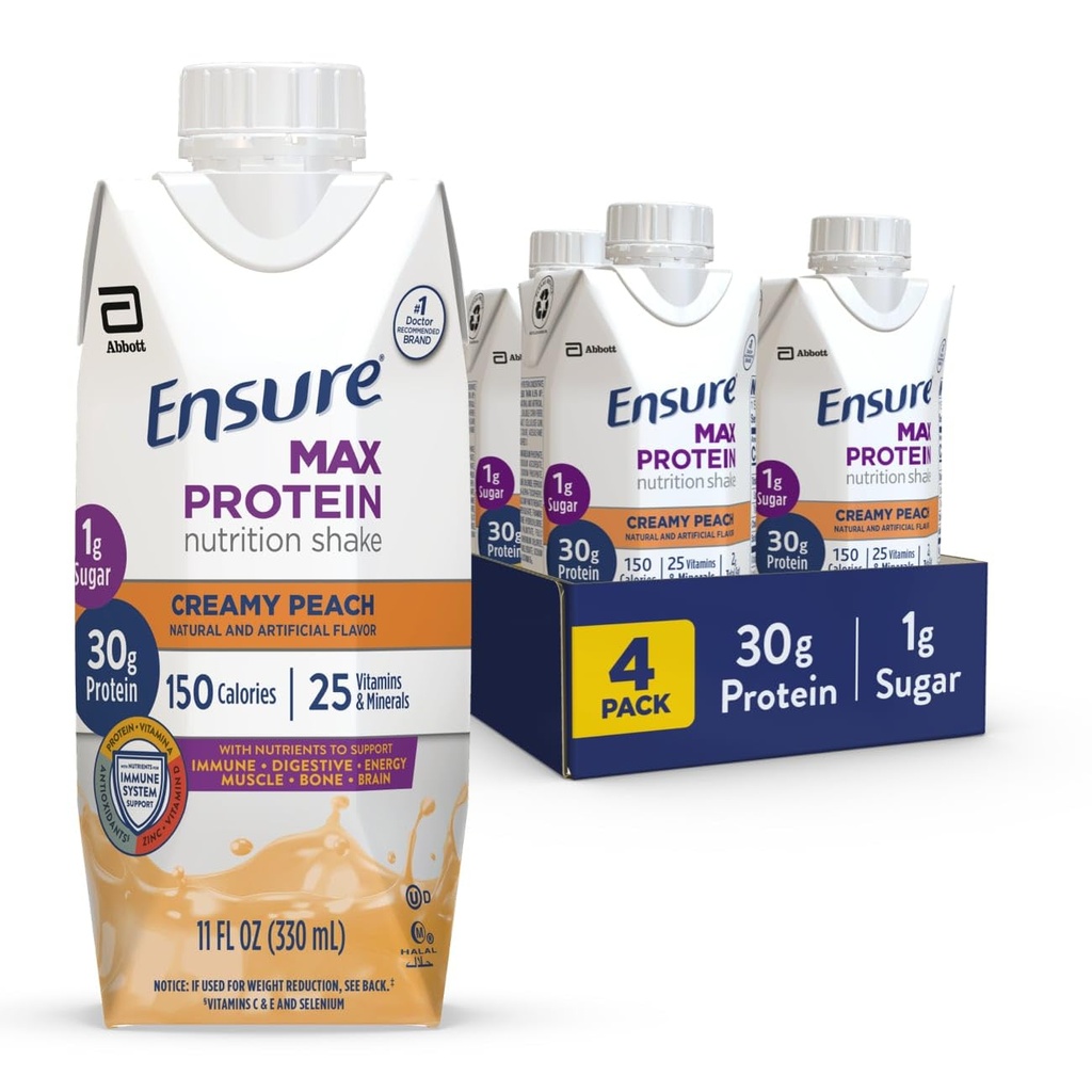 Upewnij się, że Max Białko kremowe Peach Nutrition Shake 124; 30g Białko, 1 g Cukier, 4 g Mieszanka Fiber