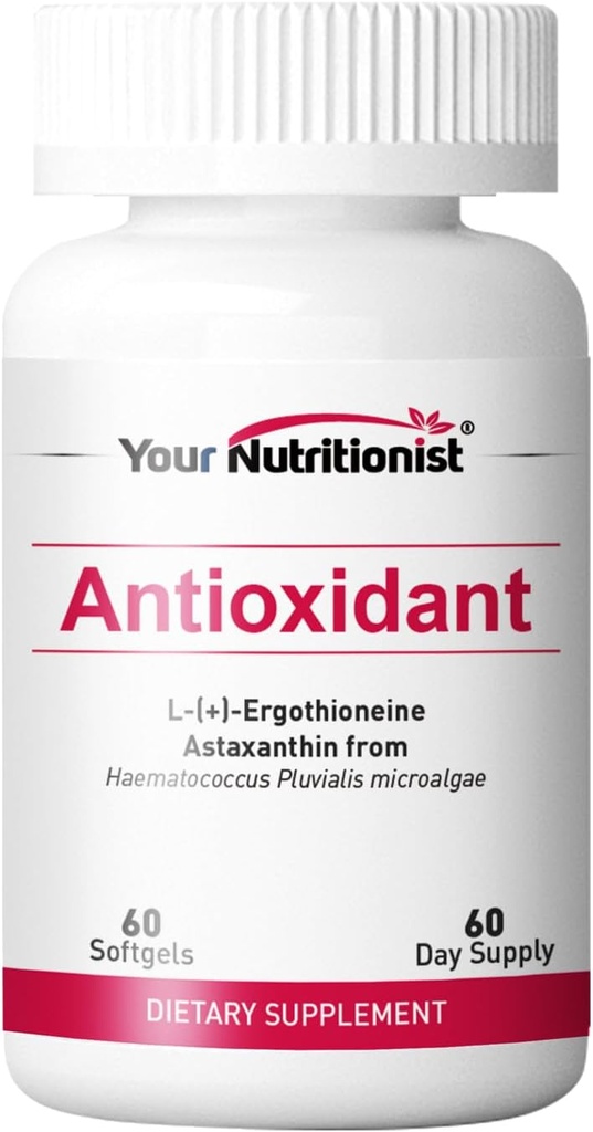 Antyoksydant Softgel - Astaksantyna z Algae, Ergotioneina - 60 Liczy, 60 Day Supply
