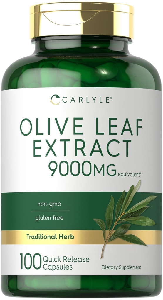 Carlyle Olive Leaf Extract 750 mg | 100 Capsules | with Oleuropein | Non-GMO, Gluten Free Supplement