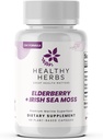Zdrowe Herbs Wildcrafted Elderberry Sea Moss kapsułki 124; 2600mg Irish Sea Moss + Elderberry Essentials Mieszanka 124; US- Made, Vegan, Non-GMO, Easy- Swallow (60 kapsułki)