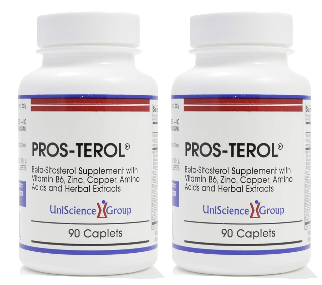 Pros- TEROL (2 Butelki), Prostate Relief z 900 mg Steroli roślinnych z nasion dyni, Pieczenie korzeń siatkówki, Ginger Root, Licorice Korzeń ekstrakty 90 Kaplety