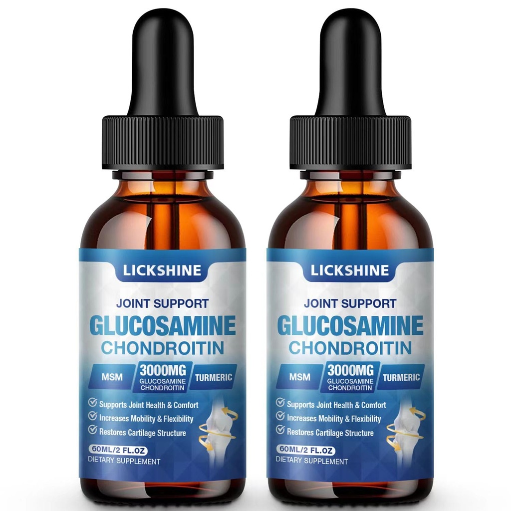2 Pack Glukozamina Chondroitin MSM płynne krople - Dodatkowa siła Joint Support Supplement dla dorosłych z Quercetin Boswelia, Bromelain, kwas hialuronowy, przeciwutleniacze immunologiczne (4 Fl oz)