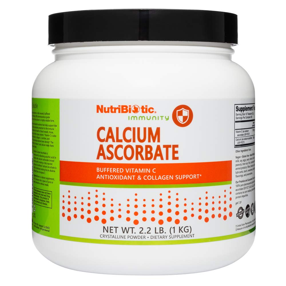 Nutric Biotic Wapnia Askorbat Witamina C Proszek, 2.2 Lb - Zasadniczy przeciwutleniacz i Kolagen Suplement wsparcia