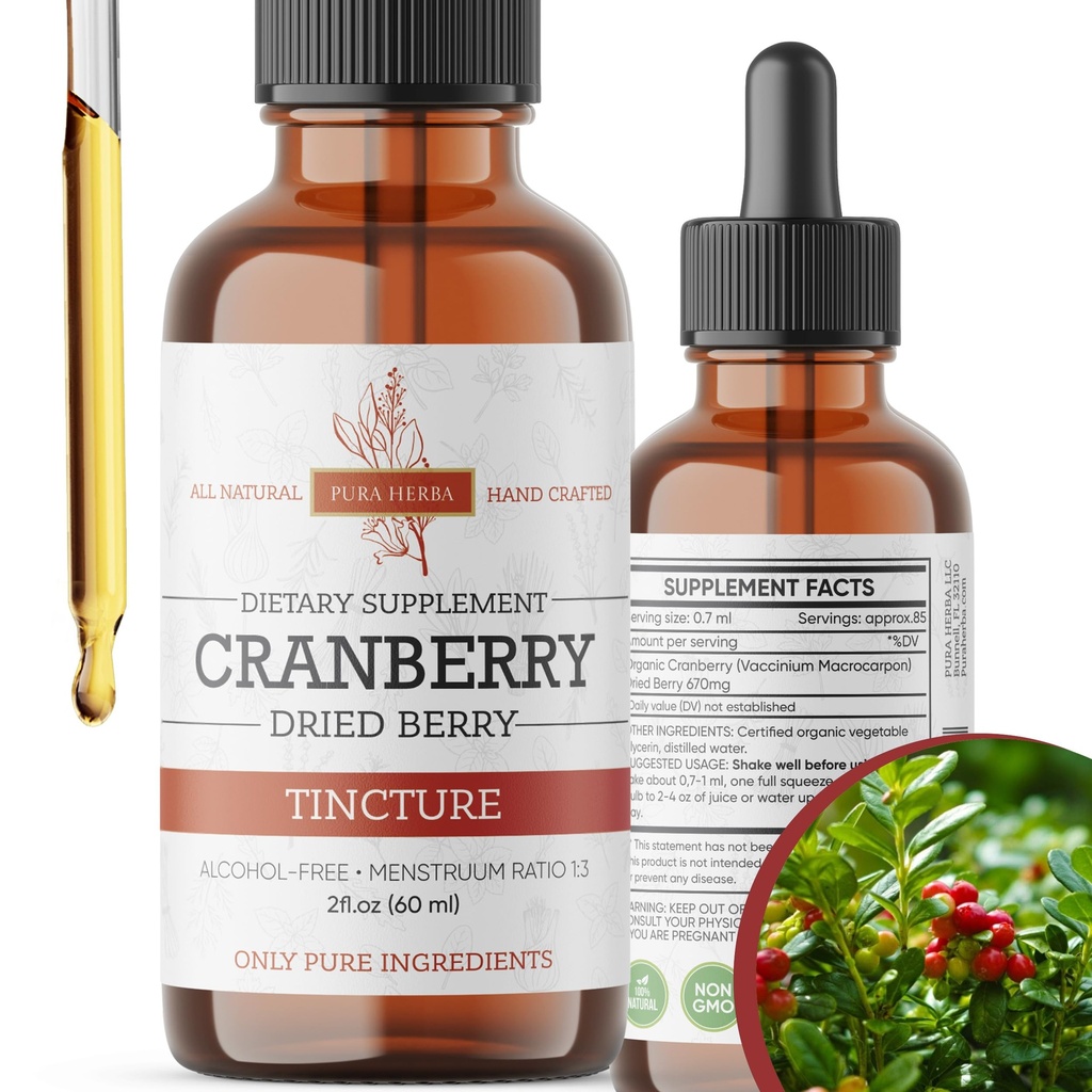 Żurawinowe nalewka - Organiczny ekstrakt żurawinowy ciecz, Alkohol - Free Herbal Supplement - Made in USA
