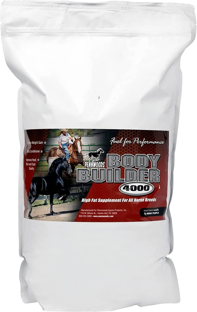 Pennwoods Body Builder 4000, Horse Weight Gain Supplement, High Fat and Energy Horse Weight Builder with Body Conditive Horse Vitamin, Poprawia jakość kopyt - 12lb Bag