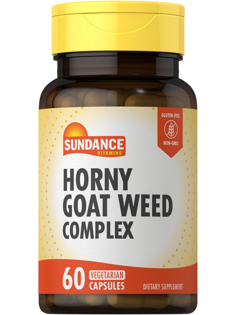 Sundance Horny Goat Weed Complex: 124; 60 Kapsułki: 124; z Maca, Tribulus Terrestris i L-Arginine: 124; Wegetarian, Non-GMO & Gluten