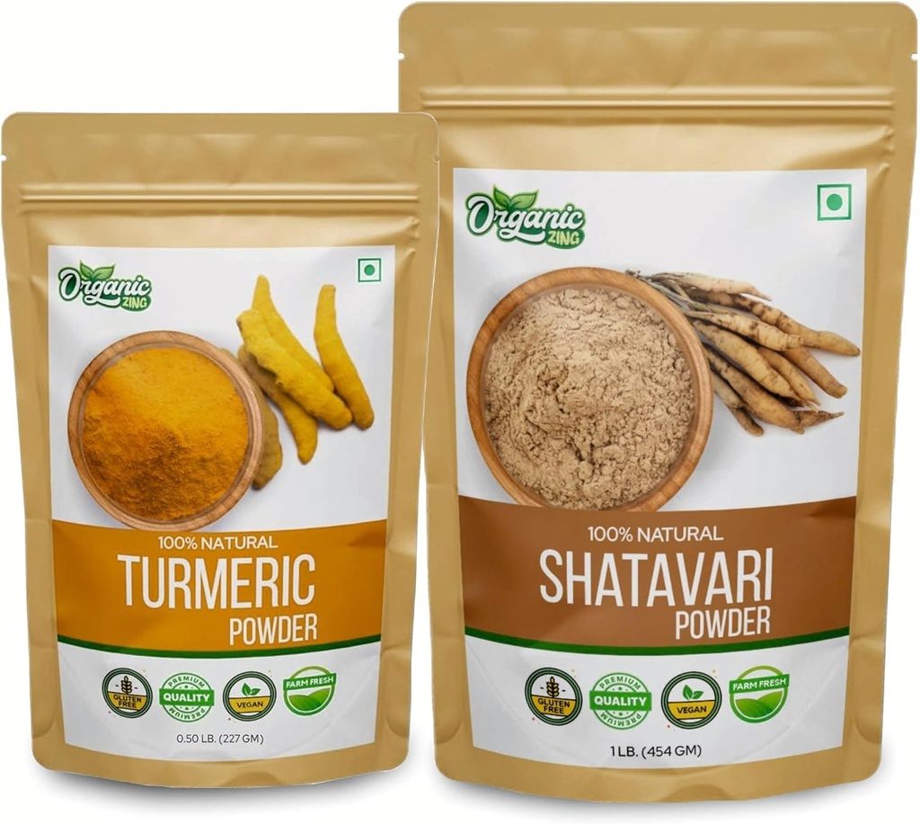 ORGANIC ZING Shatavari- 454g & Turmeric Powder - 227g